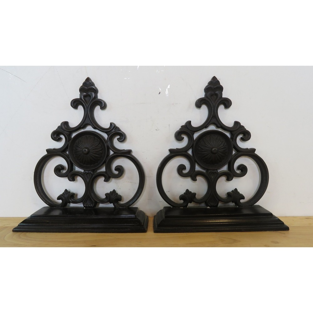 STETSON Iron Fleur De Lis Metal Book Ends Made In India EUC